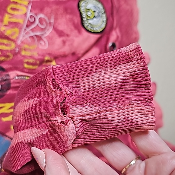 Affliction small red distressed Zip Front jacket - Picture 12 of 12